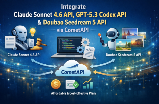 Integrate Claude Sonnet 4.6 API, GPT-5.3 Codex API and Doubao Seedream 5 API via CometAPI with Cost-Effective Plans